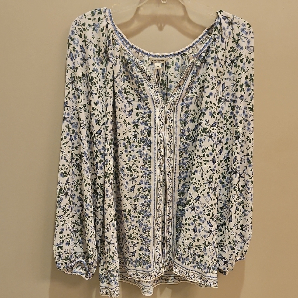 Max Studio Black and White Long Sleeve Blouse
